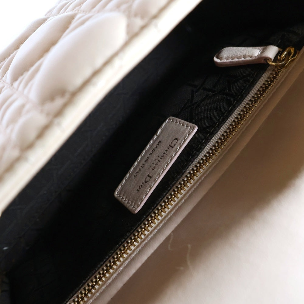 Christian Dior(クリスチャンディオール) レディディオール スモール ピンク レザー 2wayバッグ ハンドバッグ ショルダーバッグ ラムスキン ゴールド金具