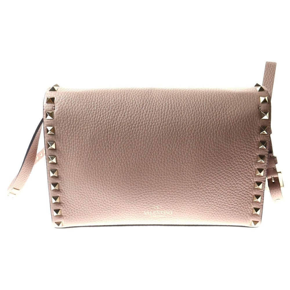 VALENTINO(ヴァレンティノ) ロックスタッズ ミニ ショルダーバッグ ミニバッグ レザー ピンクベージュ ゴールド金具