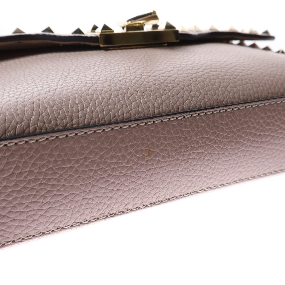 VALENTINO(ヴァレンティノ) ロックスタッズ ミニ ショルダーバッグ ミニバッグ レザー ピンクベージュ ゴールド金具