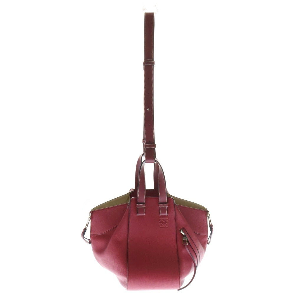 LOEWE(ロエベ) ハンモック スモール 2WAYバッグ ショルダーバッグ ハンドバッグ ワインレッド シルバー金具 レザー