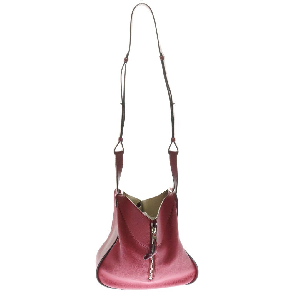 LOEWE(ロエベ) ハンモック スモール 2WAYバッグ ショルダーバッグ ハンドバッグ ワインレッド シルバー金具 レザー