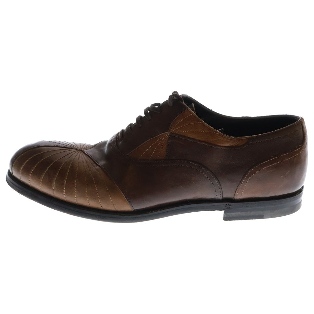 BOTTEGA VENETA(ボッテガヴェネタ) コンビレザー ステッチデザイン パッチワーク レザー レースアップ ローカット ドレスシューズ ブラウン