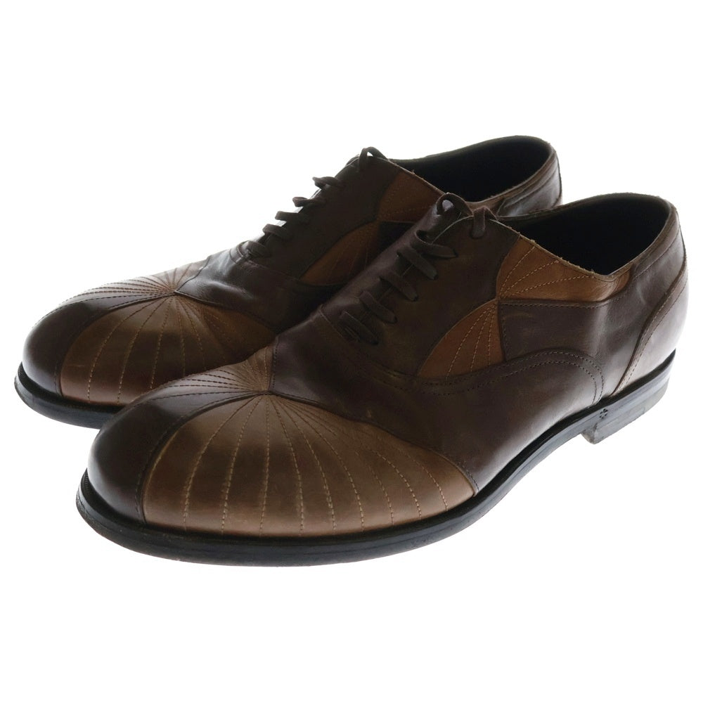 BOTTEGA VENETA(ボッテガヴェネタ) コンビレザー ステッチデザイン パッチワーク レザー レースアップ ローカット ドレスシューズ ブラウン