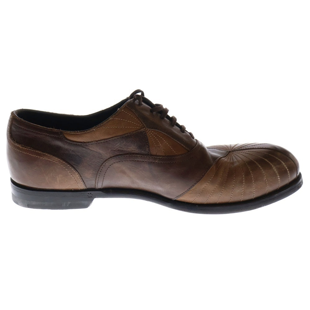 BOTTEGA VENETA(ボッテガヴェネタ) コンビレザー ステッチデザイン パッチワーク レザー レースアップ ローカット ドレスシューズ ブラウン