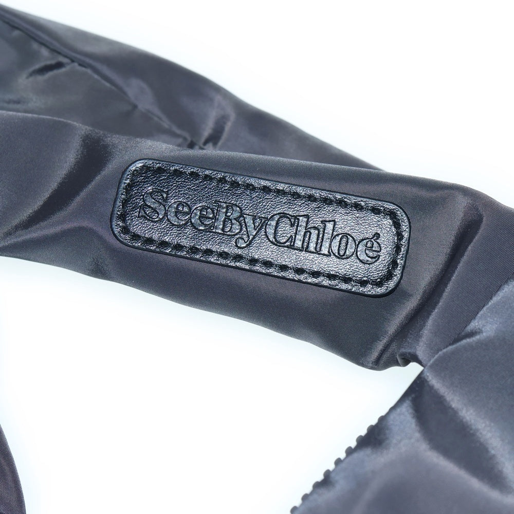 SEE BY CHLOE(シーバイクロエ) 2WAYバッグ ハンドバッグ トートバッグ ショルダーバッグ ナイロン×レザー ダークグレー