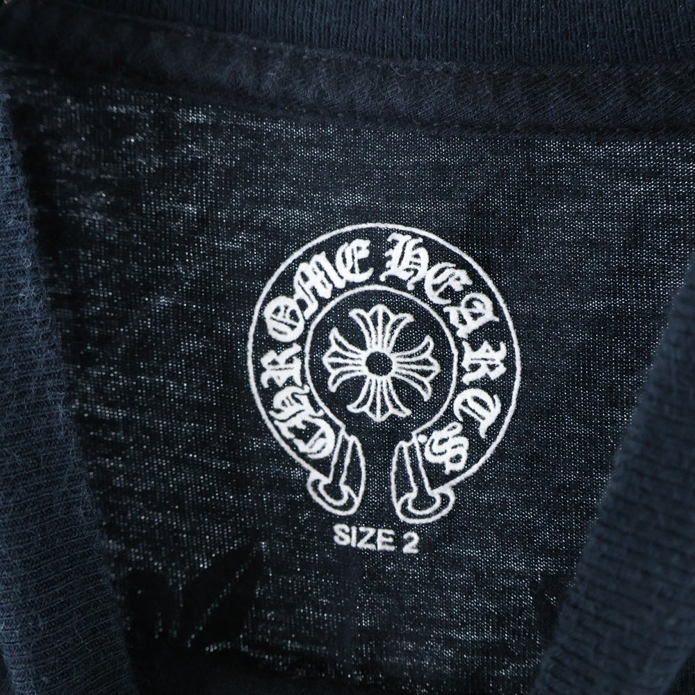 CHROME HEARTS(クロムハーツ) スクロールラベル スタークロス バックプリント クルーネック 半袖Tシャツ カットソー ブラック レディース