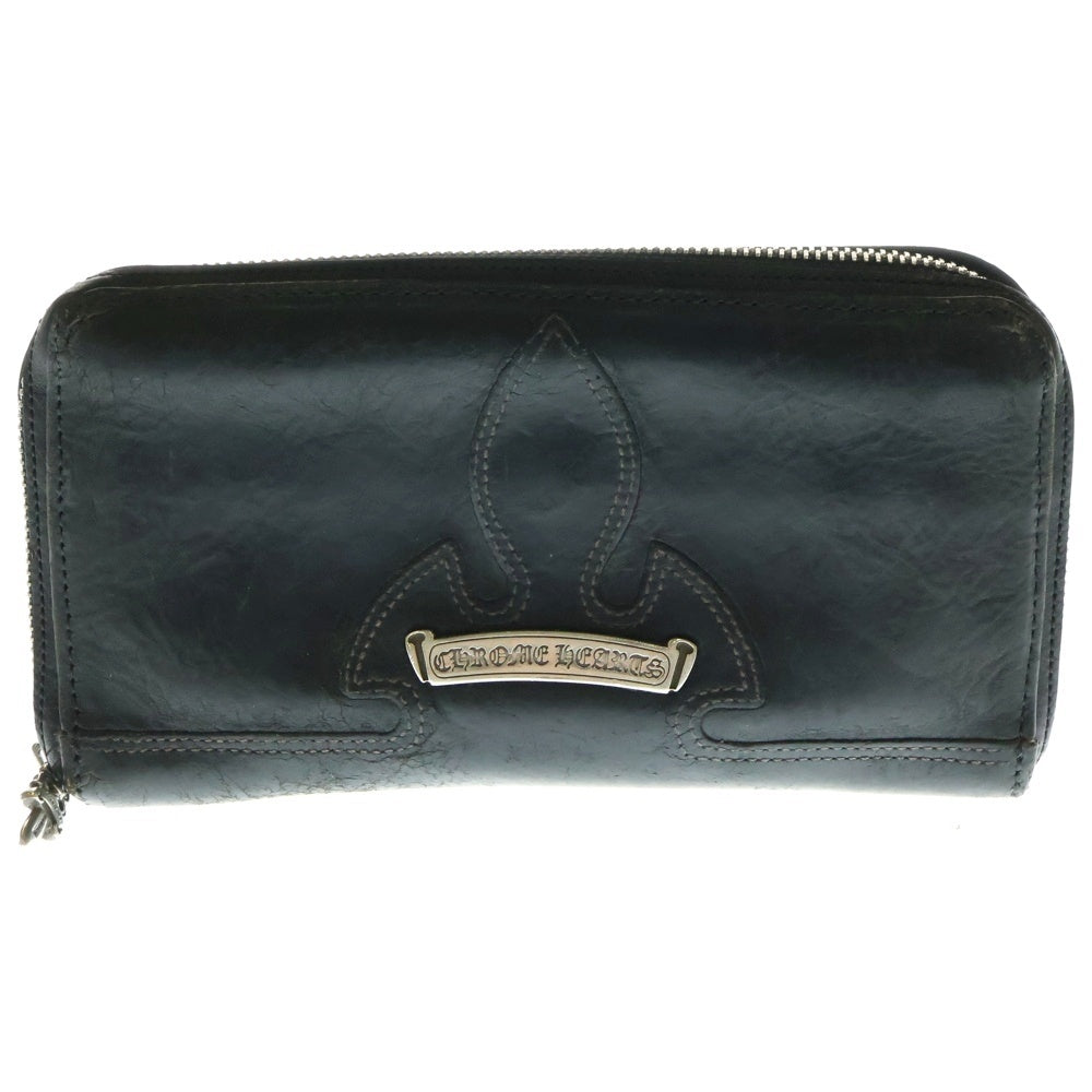 CHROME HEARTS(クロムハーツ) REC F ZIP ダブルフレアニー ラウンドジップレザーロングウォレット 長財布 ブラック
