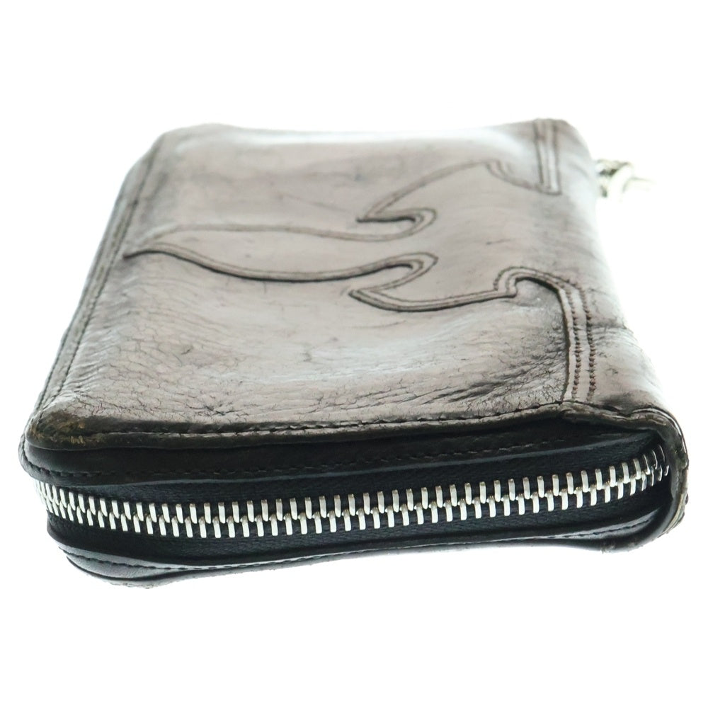 CHROME HEARTS(クロムハーツ) REC F ZIP ダブルフレアニー ラウンドジップレザーロングウォレット 長財布 ブラック