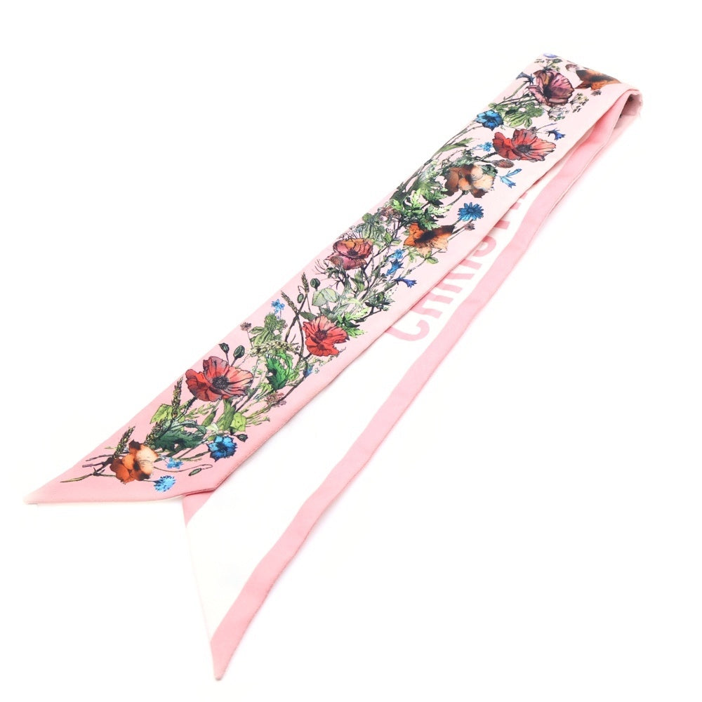 Christian Dior(クリスチャンディオール) ミッツァ スカーフ ツイリー スカーフ ピンク フラワー 花柄 シルク