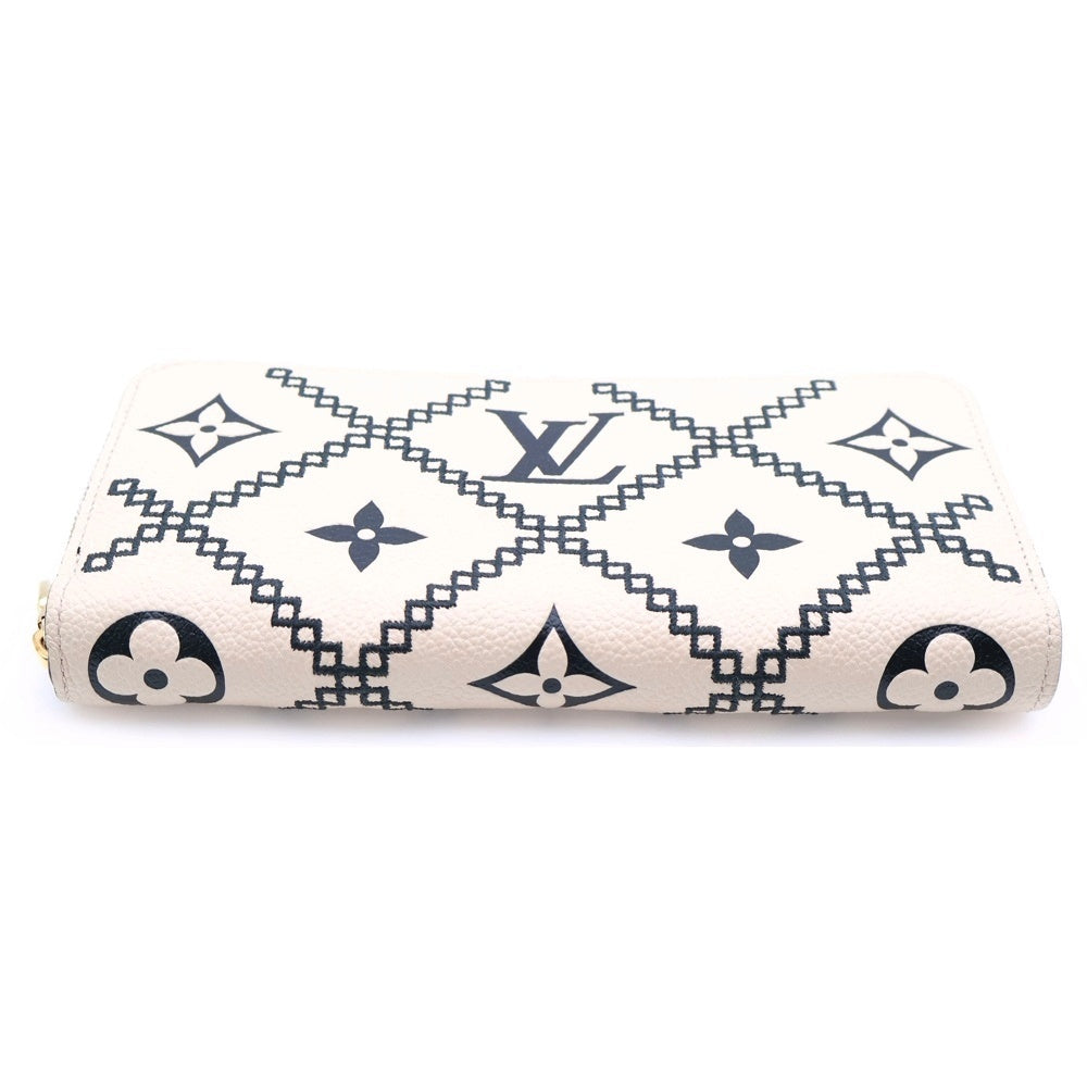 LOUIS VUITTON(ルイヴィトン) モノグラムアンプラント ブロデリー ラウンドファスナー ジッピーウォレット ロングウォレット 長財布 ベージュ×ブラック ゴールド金具 レザー M81141
