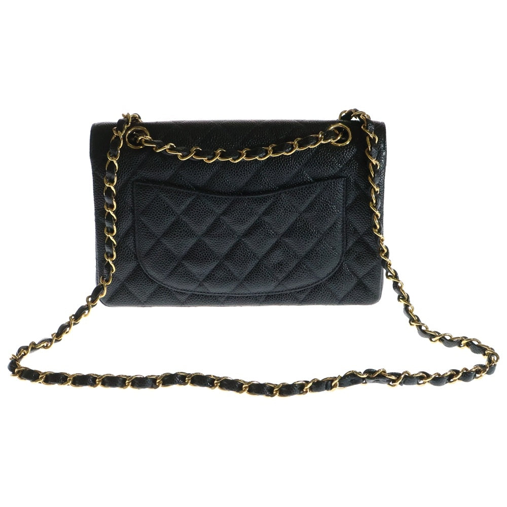 CHANEL(シャネル) マトラッセ23 Wフラップ Wチェーン ショルダーバッグ ブラック キャビアスキン ゴールド金具 A01113