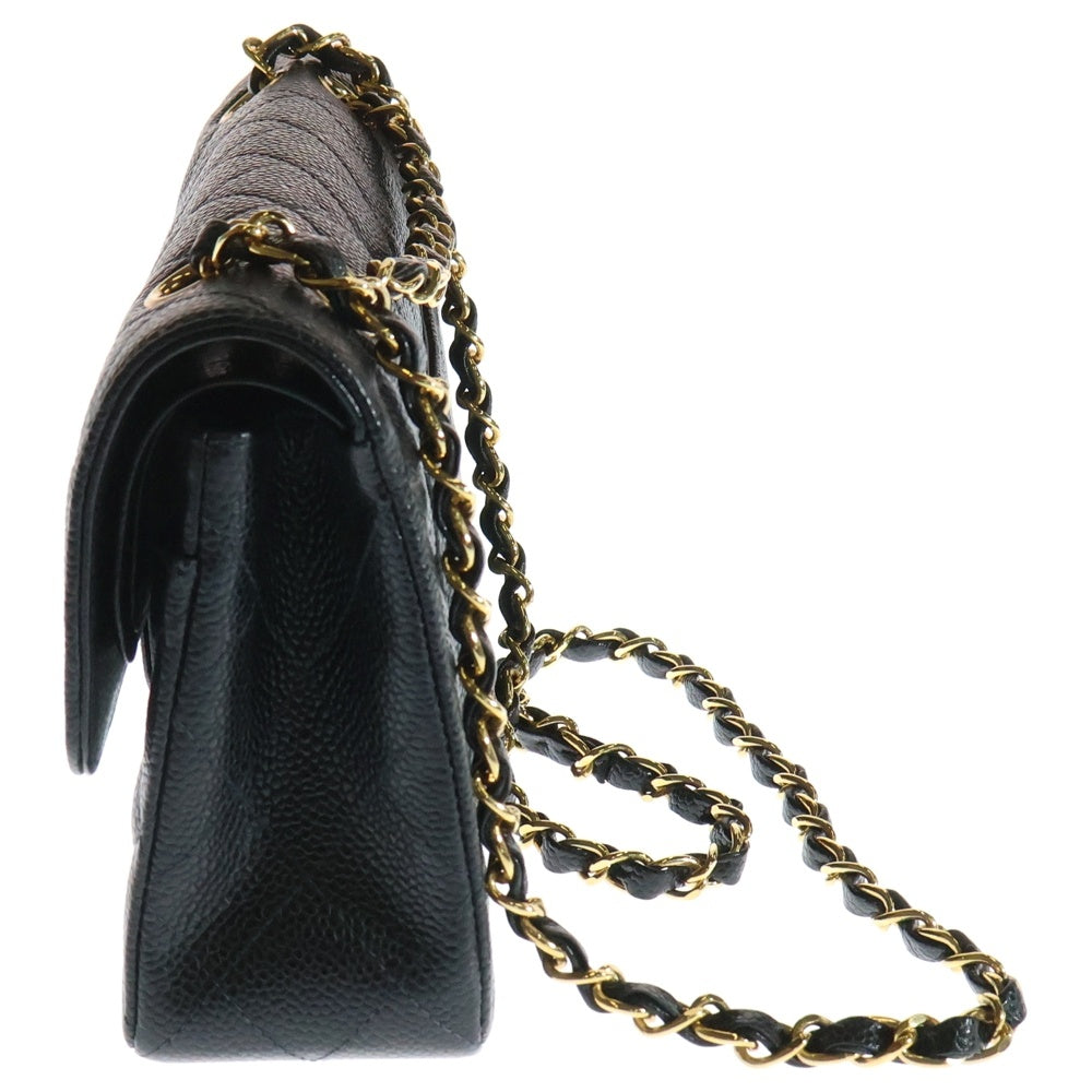 CHANEL(シャネル) マトラッセ23 Wフラップ Wチェーン ショルダーバッグ ブラック キャビアスキン ゴールド金具 A01113