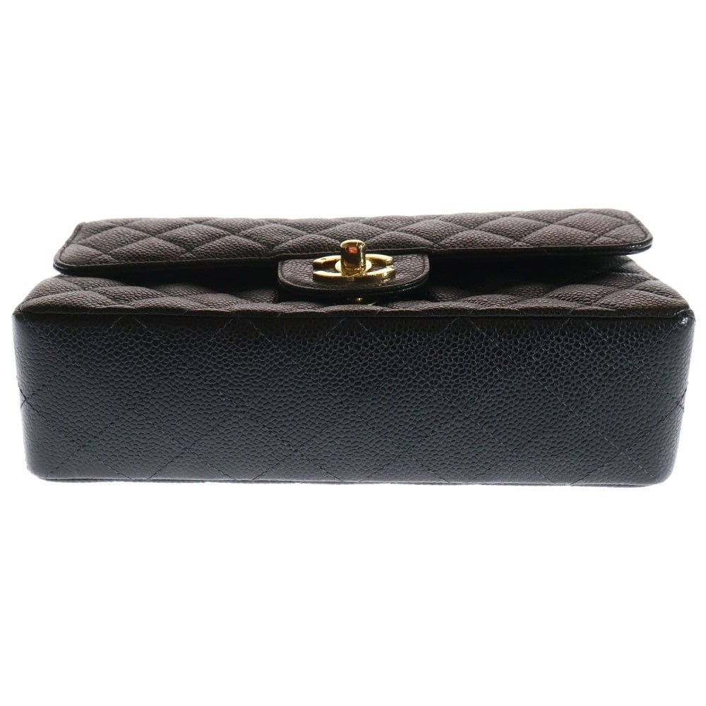 CHANEL(シャネル) マトラッセ23 Wフラップ Wチェーン ショルダーバッグ ブラック キャビアスキン ゴールド金具 A01113