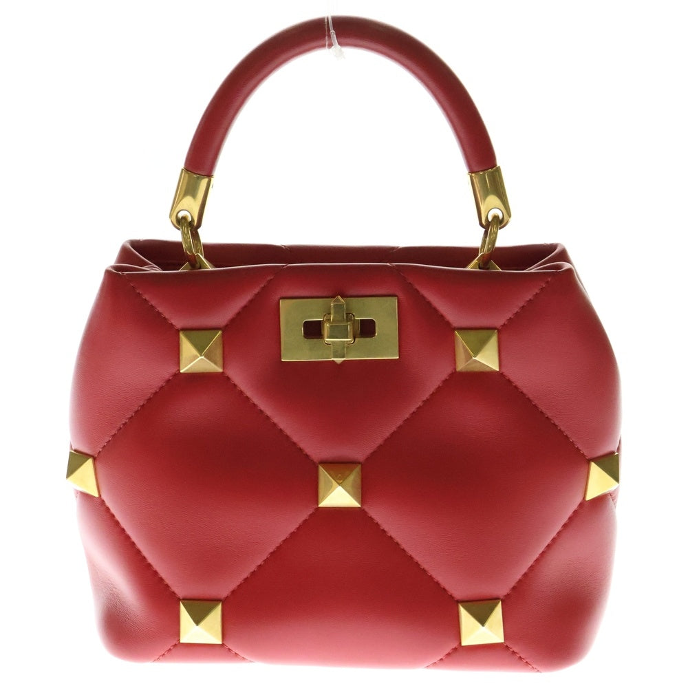 VALENTINO(ヴァレンティノ) カラヴァーニ ローマンスタッズ 2WAY レザーハンドバッグ チェーンショルダーバッグ レッド レディース