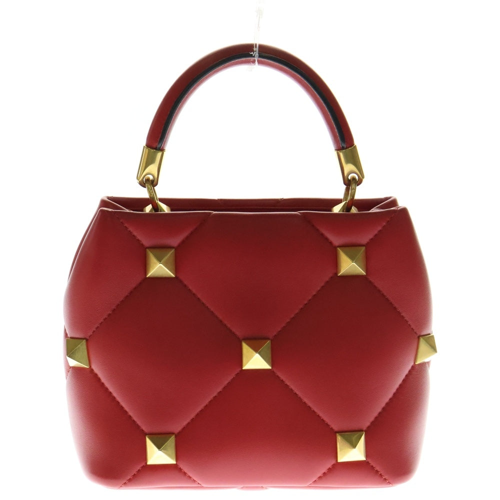 VALENTINO(ヴァレンティノ) カラヴァーニ ローマンスタッズ 2WAY レザーハンドバッグ チェーンショルダーバッグ レッド レディース