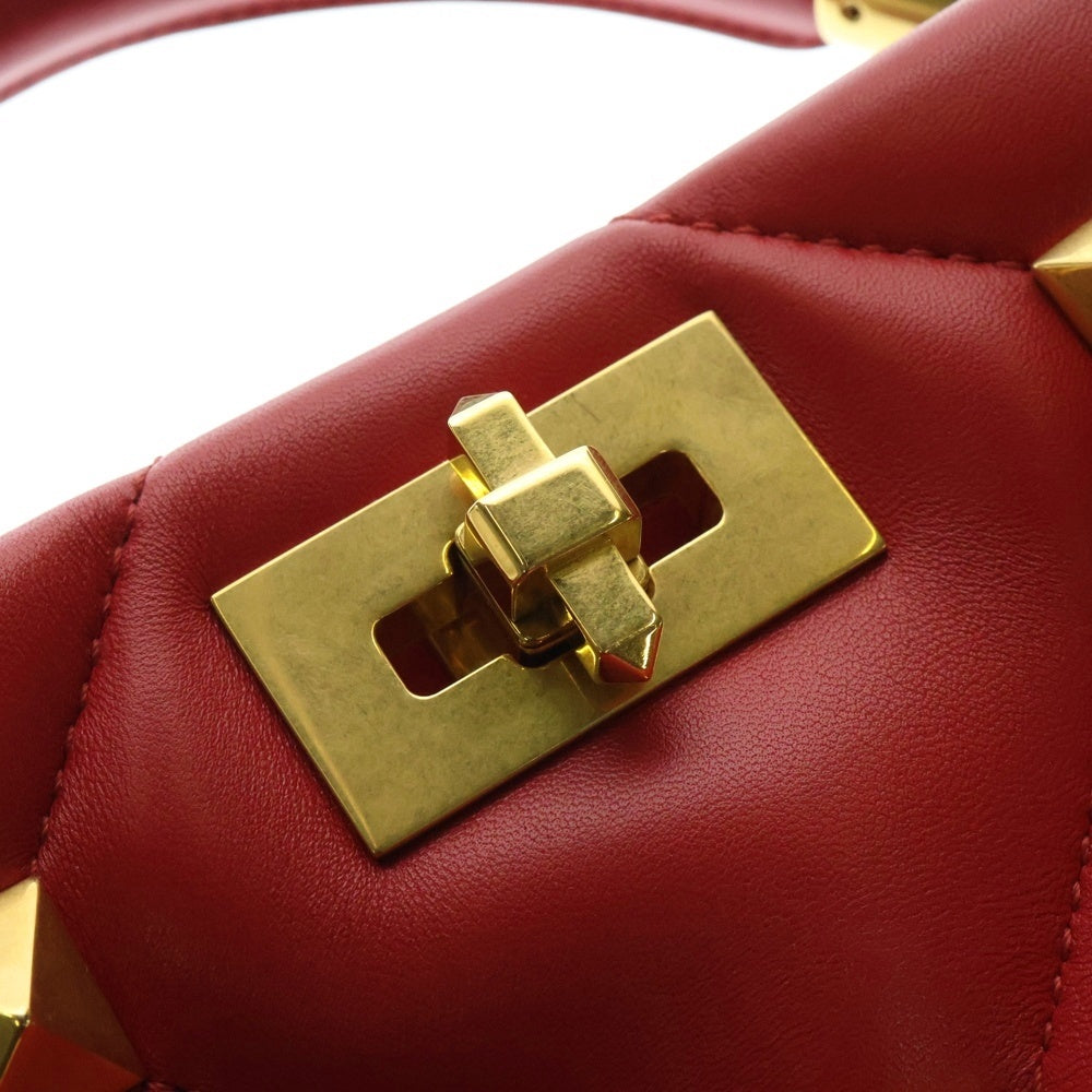 VALENTINO(ヴァレンティノ) カラヴァーニ ローマンスタッズ 2WAY レザーハンドバッグ チェーンショルダーバッグ レッド レディース