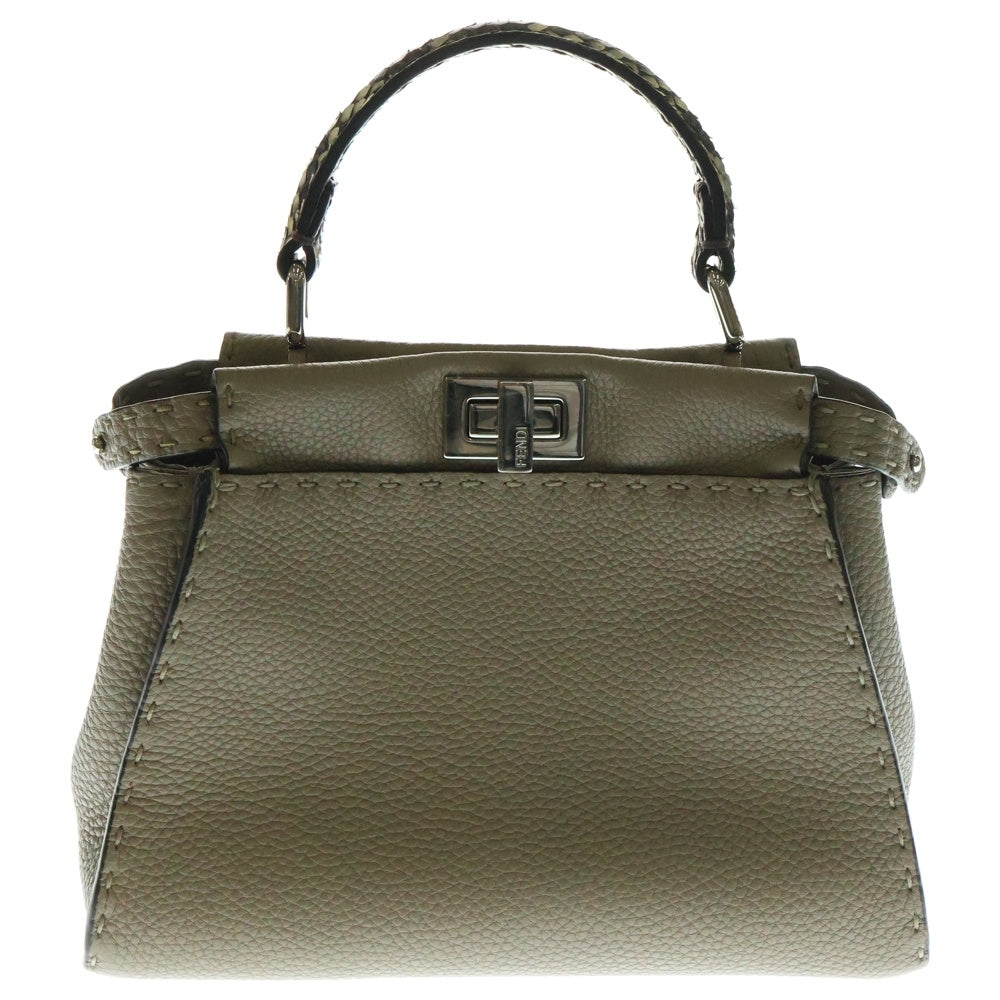 FENDI(フェンディ) ピーカブー ミニ セレリア 2wayハンドバッグ パイソン×レザー ベージュ ショルダーバッグ 8BN244