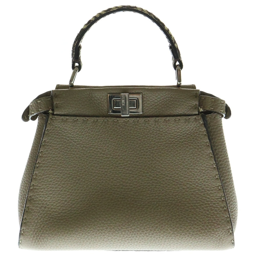 FENDI(フェンディ) ピーカブー ミニ セレリア 2wayハンドバッグ パイソン×レザー ベージュ ショルダーバッグ 8BN244