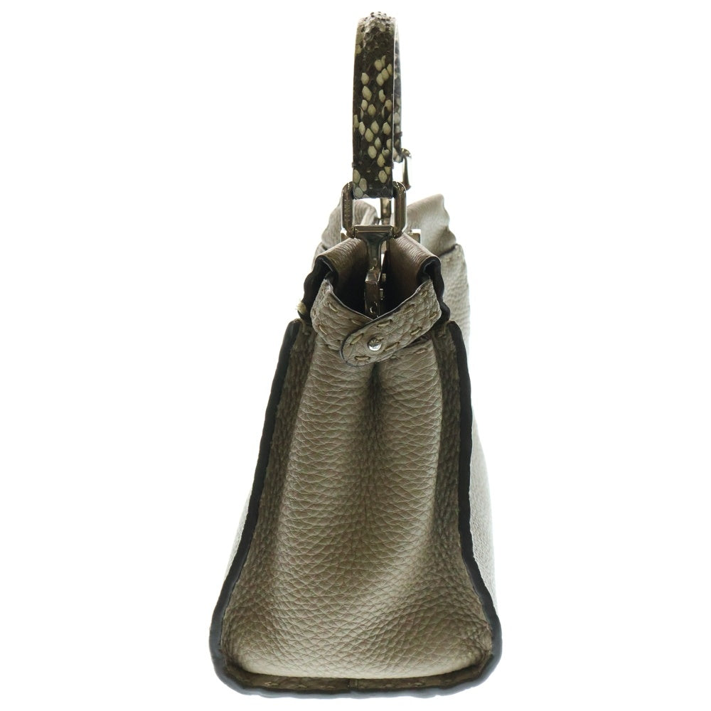 FENDI(フェンディ) ピーカブー ミニ セレリア 2wayハンドバッグ パイソン×レザー ベージュ ショルダーバッグ 8BN244