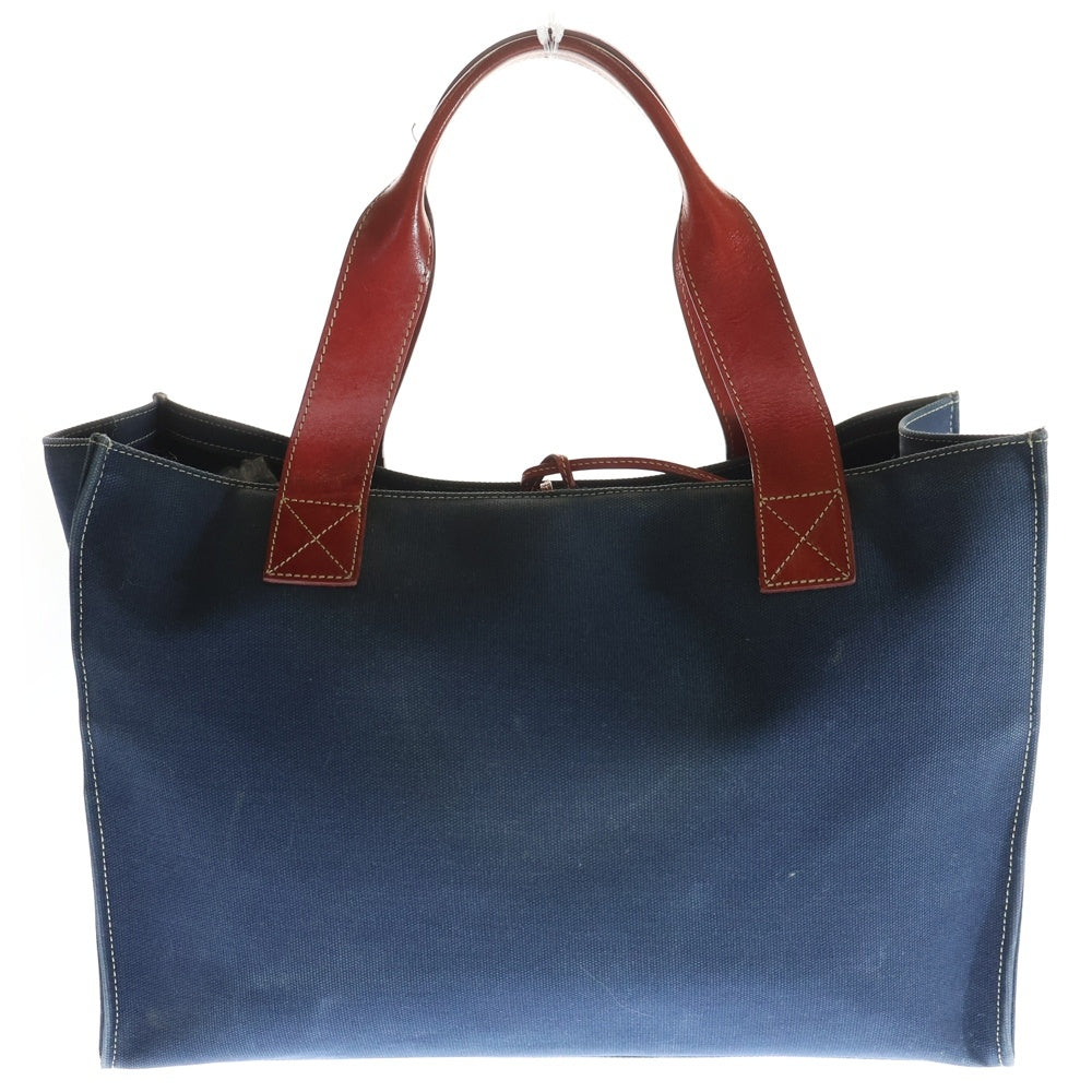 Kate Spade(ケイトスペード) ワッペンロゴ キャンバス レザー トートバッグ ネイビー/レッド