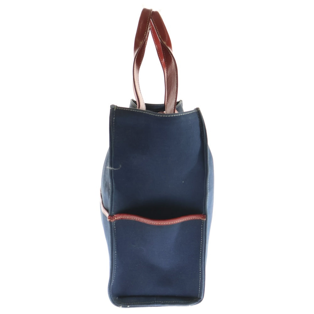 Kate Spade(ケイトスペード) ワッペンロゴ キャンバス レザー トートバッグ ネイビー/レッド