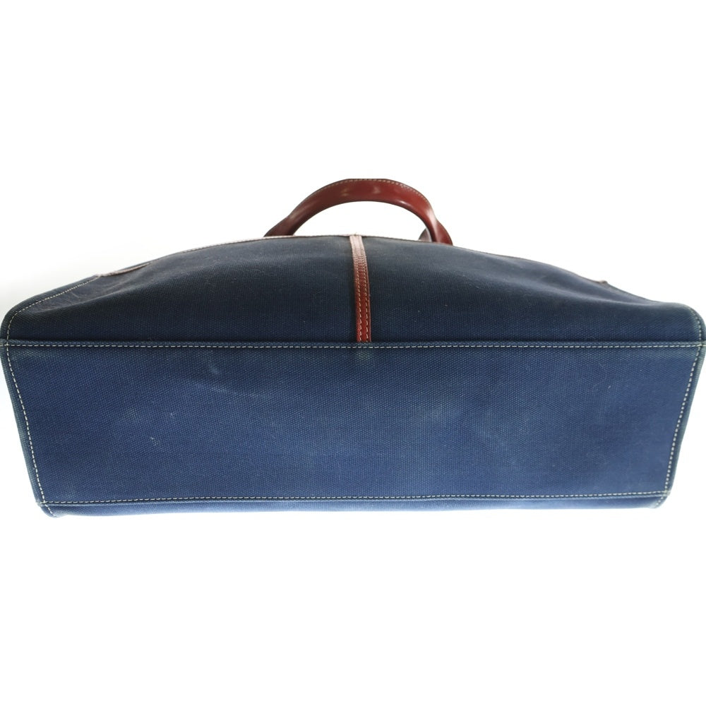 Kate Spade(ケイトスペード) ワッペンロゴ キャンバス レザー トートバッグ ネイビー/レッド