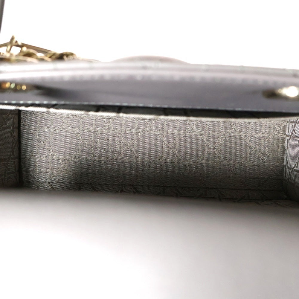 Christian Dior(クリスチャンディオール) Lady Dior My ABCDior マイレディディオール カナージュ 2WAY チャーム付レザーハンドバッグ ショルダーバッグ グレー レディース