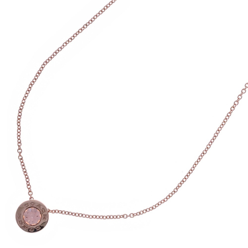 COACH(コーチ) オープンサークル ストーン ネックレス ペンダント チェーン ピンクゴールド GP