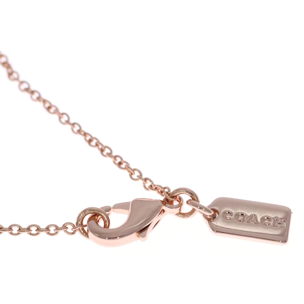 COACH(コーチ) オープンサークル ストーン ネックレス ペンダント チェーン ピンクゴールド GP