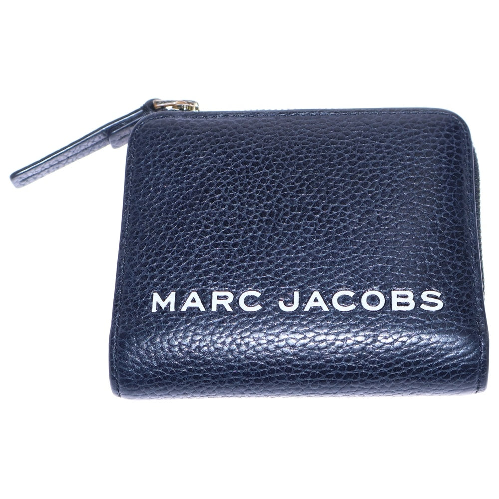 MARC JACOBS マークジェイコブス 二つ折り財布 コンパクトウォレット コインケース ブラック レザー シルバー金具