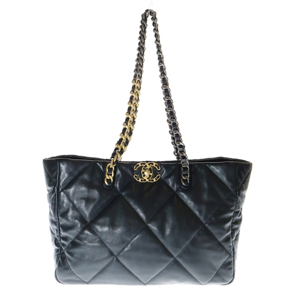 CHANEL(シャネル) シャネル19 ココマーク ラムスキン レザーチェーントートバッグ ブラック レディース AS3660