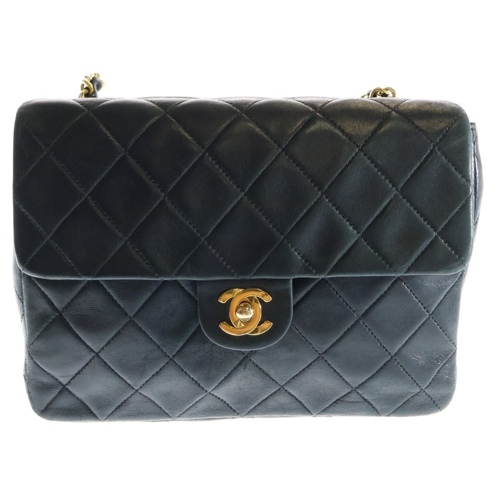 CHANEL(シャネル) ミニマトラッセ チェーンショルダーバッグ ブラック ラムスキン ゴールド金具