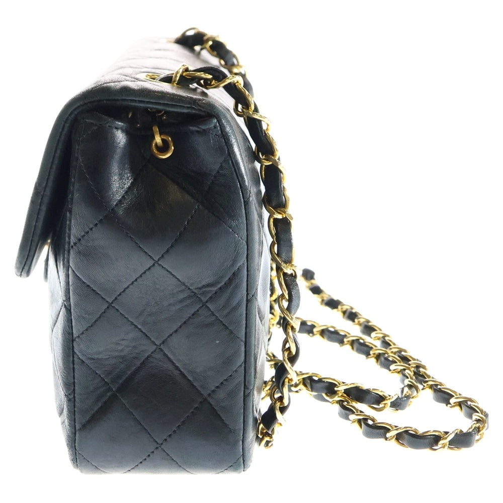 CHANEL(シャネル) ミニマトラッセ チェーンショルダーバッグ ブラック ラムスキン ゴールド金具