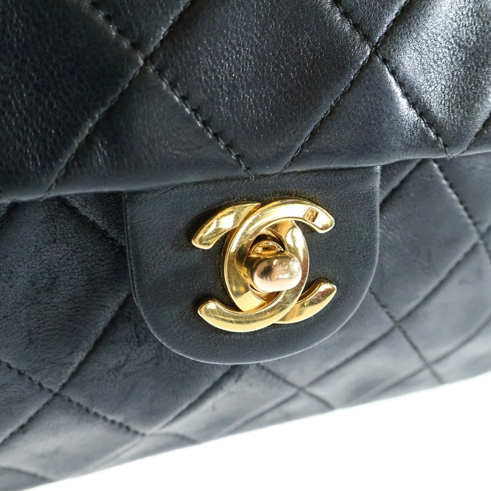 CHANEL(シャネル) ミニマトラッセ チェーンショルダーバッグ ブラック ラムスキン ゴールド金具