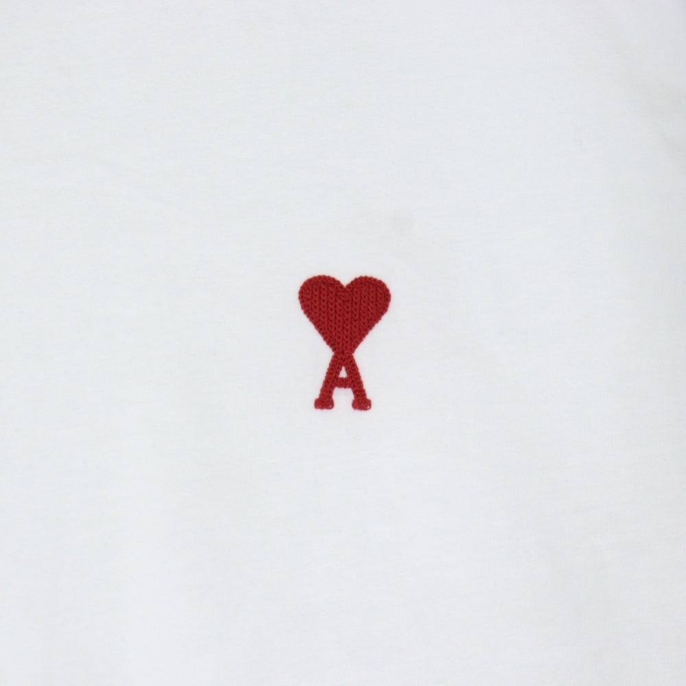 ami paris(アミパリス) AMI DE COEUR アミ ドゥクール ワンポイントロゴ刺繍 クルーネック 半袖Tシャツ カットソー ホワイト BFUTS001.724