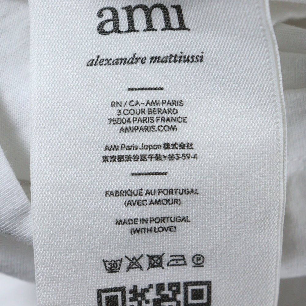 ami paris(アミパリス) AMI DE COEUR アミ ドゥクール ワンポイントロゴ刺繍 クルーネック 半袖Tシャツ カットソー ホワイト BFUTS001.724