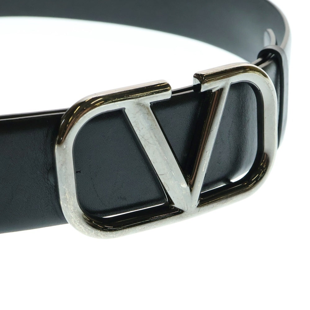 VALENTINO(ヴァレンティノ) Vアイコンバックル ロゴ レザーベルト ブラック