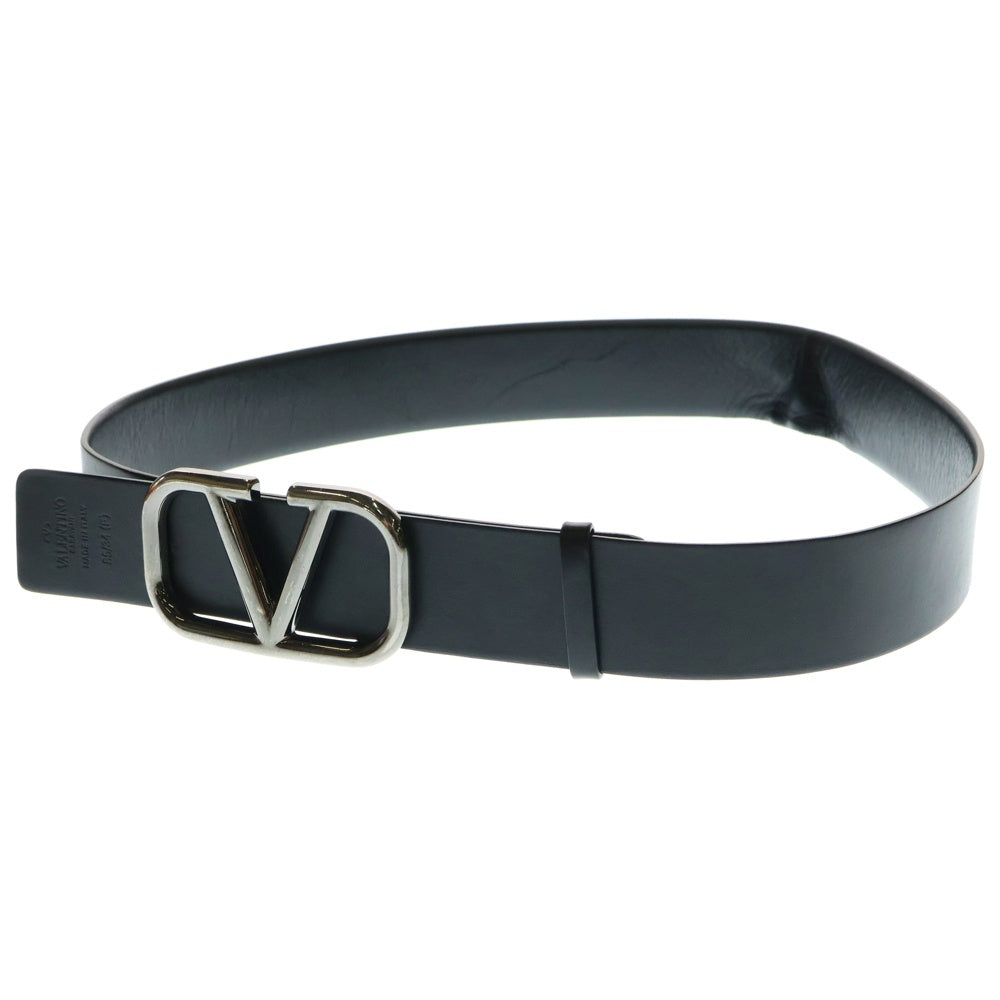 VALENTINO(ヴァレンティノ) Vアイコンバックル ロゴ レザーベルト ブラック
