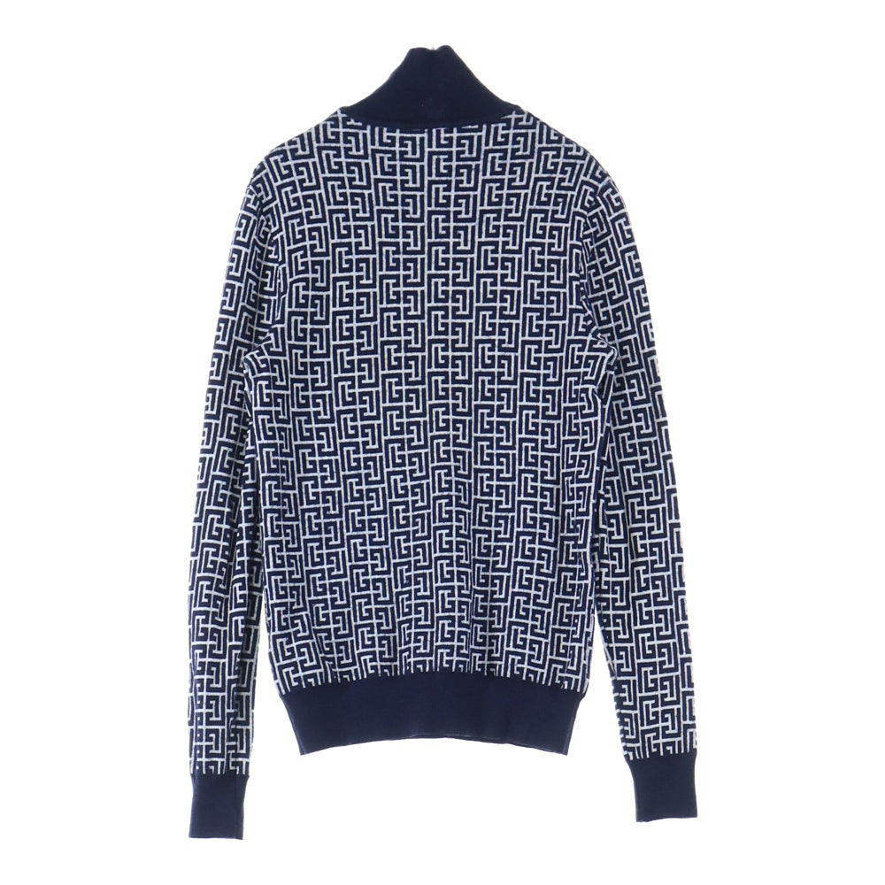 BALMAIN(バルマン) 総柄 タートルネック長袖ニットセーター ネイビー KF010K020