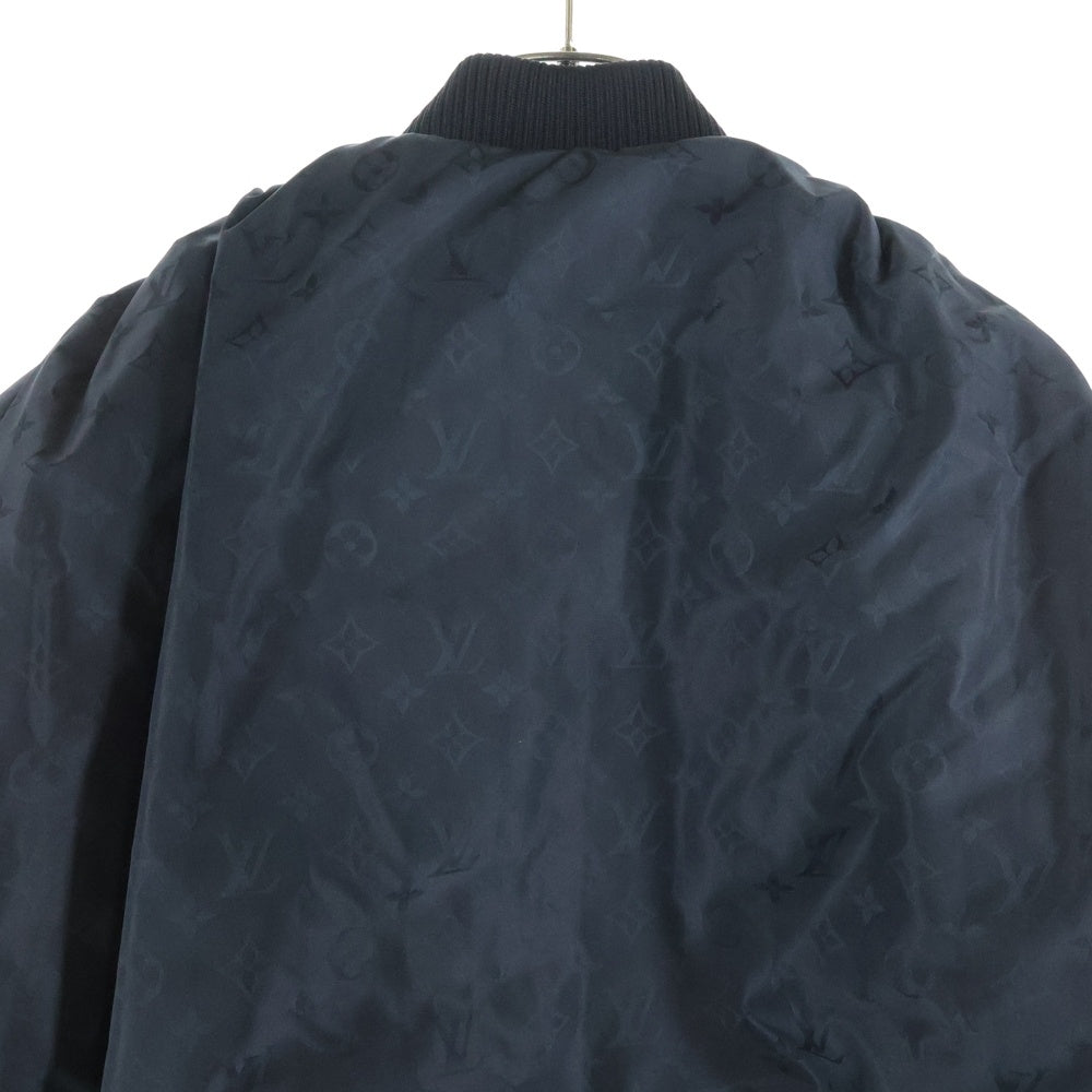 LOUIS VUITTON(ルイヴィトン) 22SS モノグラム総柄 ギャザーデザイン クロップド ショート丈 ジップアップ ボンバージャケット ブルゾン ブラック レディース RW221B FLX FMOW75