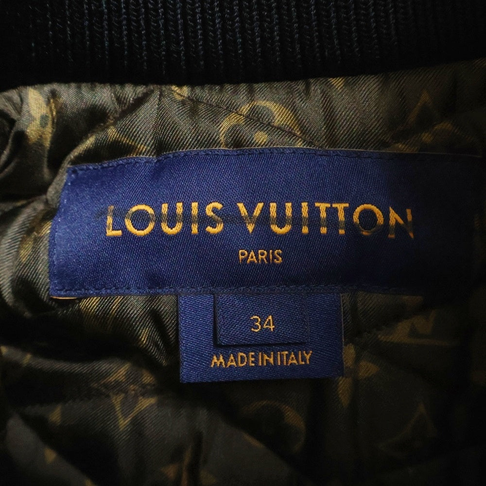 LOUIS VUITTON(ルイヴィトン) 22SS モノグラム総柄 ギャザーデザイン クロップド ショート丈 ジップアップ ボンバージャケット ブルゾン ブラック レディース RW221B FLX FMOW75