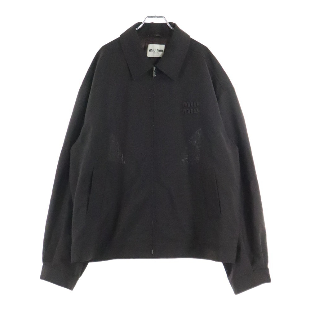 miumiu(ミュウミュウ) 24SS ワッペンロゴ モヘア ウール ジップアップ ジャケット ブルゾン ブラウン ML1041