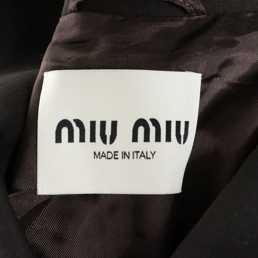miumiu(ミュウミュウ) 24SS ワッペンロゴ モヘア ウール ジップアップ ジャケット ブルゾン ブラウン ML1041
