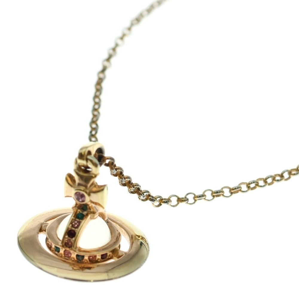 Vivienne Westwood(ヴィヴィアンウエストウッド) オーブ ストーン ネックレス ペンダント チェーン ピンクゴールド GP