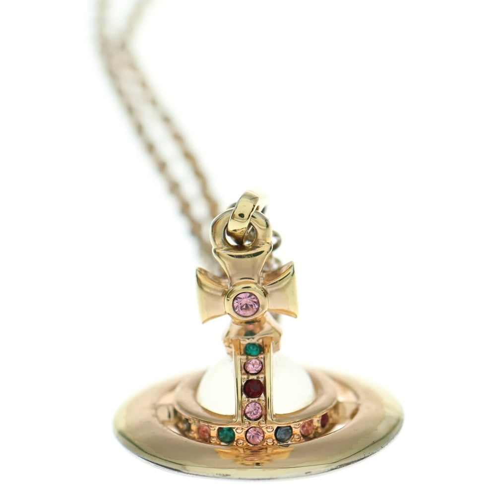 Vivienne Westwood(ヴィヴィアンウエストウッド) オーブ ストーン ネックレス ペンダント チェーン ピンクゴールド GP
