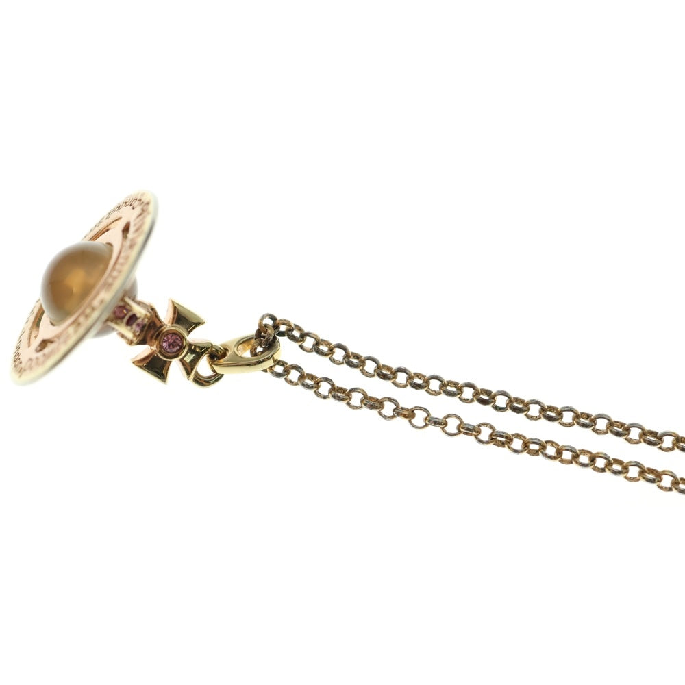 Vivienne Westwood(ヴィヴィアンウエストウッド) オーブ ストーン ネックレス ペンダント チェーン ピンクゴールド GP