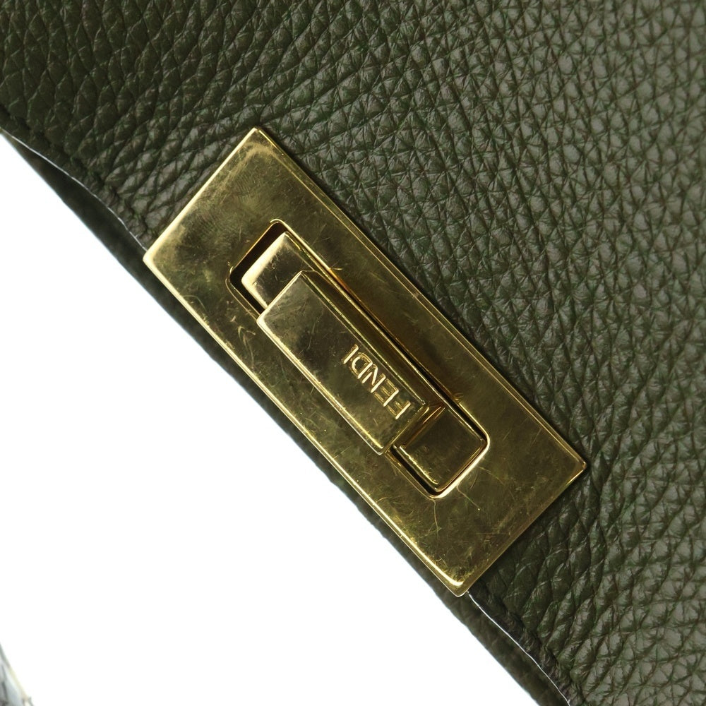 FENDI(フェンディ) ピーカブー ラージ パイソン コンビレザー 2WAY ハンド ショルダーバッグ ゴールド金具 グリーン