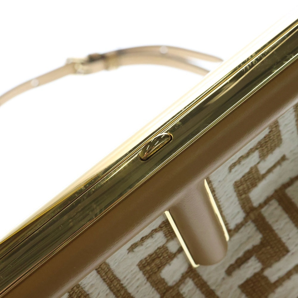 FENDI(フェンディ) ファースト スモール ズッカ柄 キャンバス レザー 2WAY クラッチ ショルダーバッグ ゴールド金具 ベージュ 8BP129