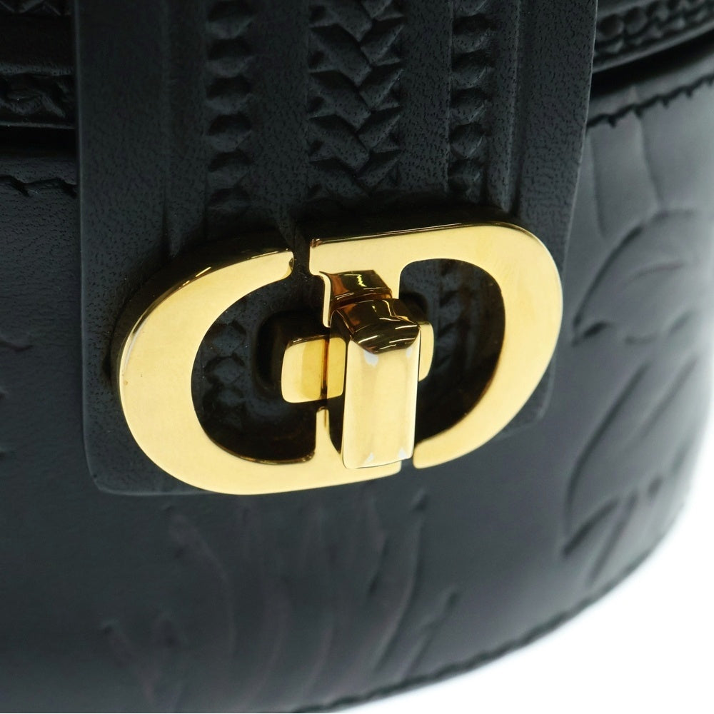 Christian Dior(クリスチャンディオール) CD Minaudiere Bag ミノディエール フラワー バニティ レザーハンドバッグ ブラック レディース