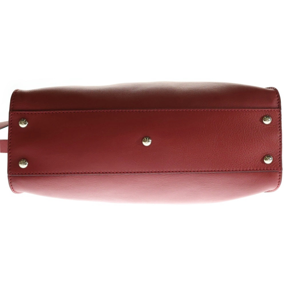 FENDI(フェンディ) ピーカブー ミディアム レザー 2WAY ハンド ショルダーバッグ シルバー金具 レッド/パープル